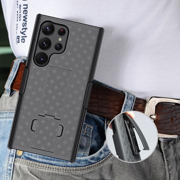 Samsung Galaxy S24 Ultra Hybrid Cover med Bælteklips - Sort