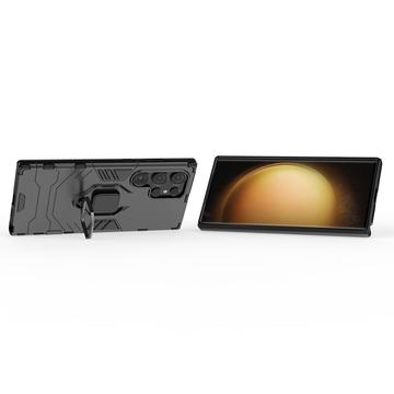 Samsung Galaxy S24 Ultra Hybrid Cover med Ring Holder - Sort