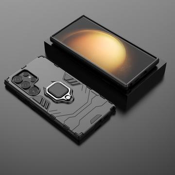 Samsung Galaxy S24 Ultra Hybrid Cover med Ring Holder - Sort