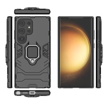 Samsung Galaxy S24 Ultra Hybrid Cover med Ring Holder - Sort