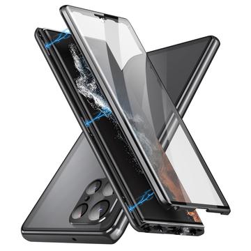 Samsung Galaxy S24 Ultra Magnetisk Cover med Hærdet Glas - Sort