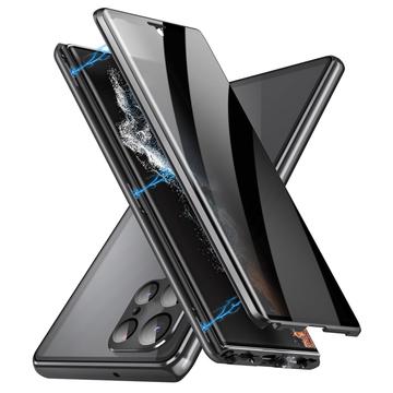 Samsung Galaxy S24 Ultra Magnetisk Cover med Hærdet Glas - Privatliv - Sort