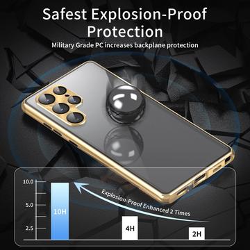 Samsung Galaxy S24 Ultra Magnetisk Cover med Hærdet Glas - Privatliv - Grøn