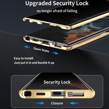 Samsung Galaxy S24 Ultra Magnetisk Cover med Hærdet Glas - Privatliv - Grøn