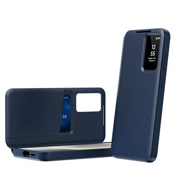 Samsung Galaxy S24 Ultra Smart Clear View Flip etui med kortplads - Safir