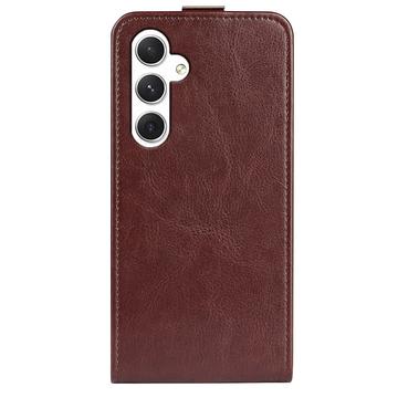 Samsung Galaxy S24 Vertikal Flip Taske med Kortholder - Brun