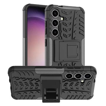 Samsung Galaxy S24+ Anti-Slip Hybrid Cover med Stativ - Sort