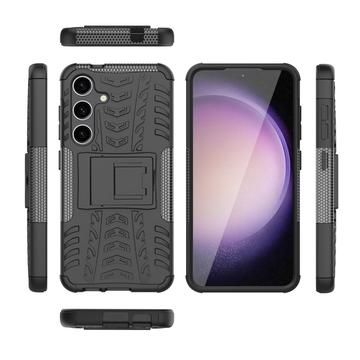 Samsung Galaxy S24+ Anti-Slip Hybrid Cover med Stativ - Sort