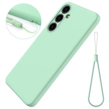 Samsung Galaxy S24+ Liquid Silikone Cover med Strop - Grøn