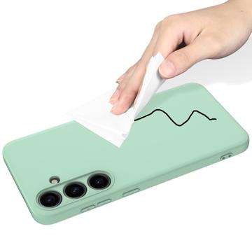 Samsung Galaxy S24+ Liquid Silikone Cover med Strop - Grøn