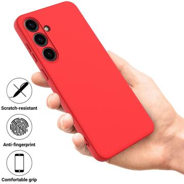 Samsung Galaxy S24+ Liquid Silikone Cover med Strop - Rød