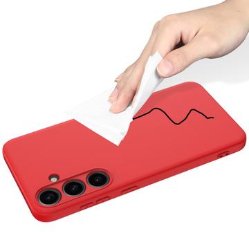 Samsung Galaxy S24+ Liquid Silikone Cover med Strop - Rød