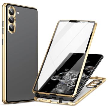 Samsung Galaxy S24+ Magnetisk Cover med Hærdet Glas - Guld