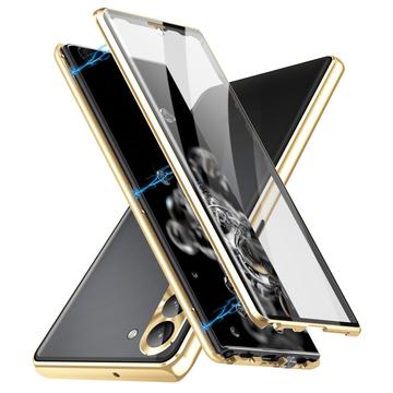 Samsung Galaxy S24+ Magnetisk Cover med Hærdet Glas - Guld
