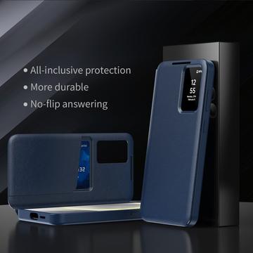 Samsung Galaxy S24+ Smart Clear View Flip etui med kortplads - Safir
