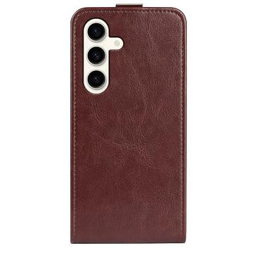 Samsung Galaxy S24+ Vertikal Flip Taske med Kortholder - Brun