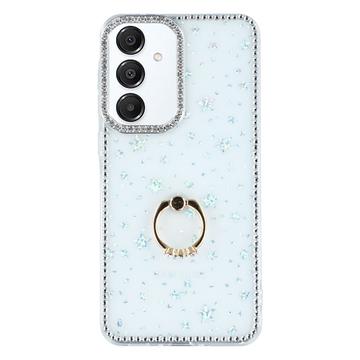 Samsung Galaxy S25/S24 CrystalGlow Hybrid Cover med Ringholder - stjerner / gennemsigtig