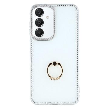 Samsung Galaxy S25/S24 CrystalGlow Hybrid Cover med Ringholder - Hvid