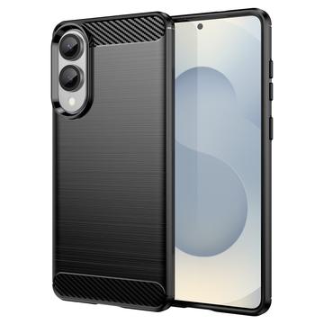 Samsung Galaxy S25 Edge Børstet TPU Cover - Karbonfiber - Sort