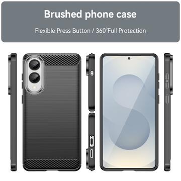 Samsung Galaxy S25 Edge Børstet TPU Cover - Karbonfiber - Sort