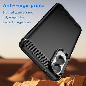 Samsung Galaxy S25 Edge Børstet TPU Cover - Karbonfiber - Sort