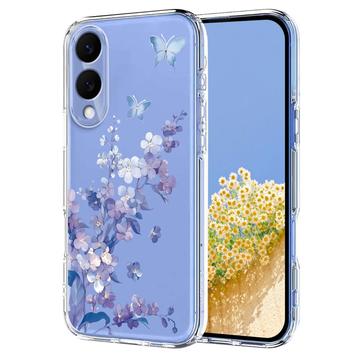 Samsung Galaxy S25 Edge TPU-cover med blomstermønster - Lilla
