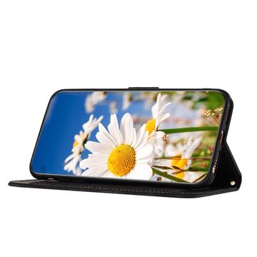 Samsung Galaxy S25 Edge Blomstret pung etui med kortholdere - Sort