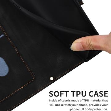 Samsung Galaxy S25 Edge Blomstret pung etui med kortholdere - Sort