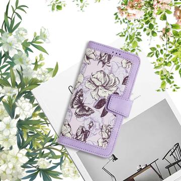 Samsung Galaxy S25 Edge Blomstret pung etui med kortholdere - lyslilla