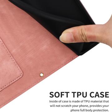 Samsung Galaxy S25 Edge Blomstret pung etui med kortholdere - pink