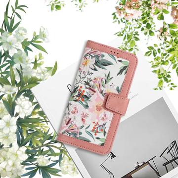 Samsung Galaxy S25 Edge Blomstret pung etui med kortholdere - pink