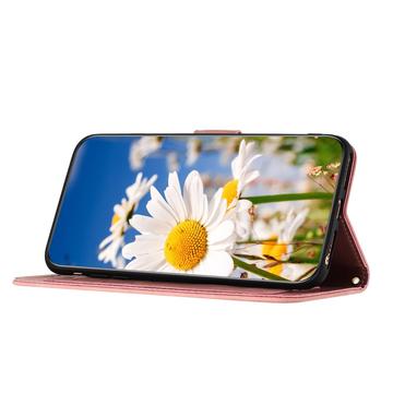 Samsung Galaxy S25 Edge Blomstret pung etui med kortholdere - pink