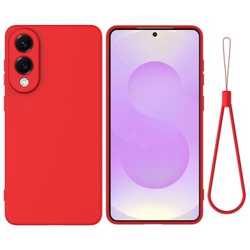 Samsung Galaxy S25 Edge Flydende silikone cover med håndrem - rød