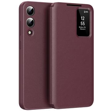Samsung Galaxy S25 Edge Smart Clear View Flip etui med kortplads - Vinrød