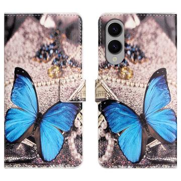 Samsung Galaxy S25 Edge Style Series Pung Taske - Blå Sommerfugl