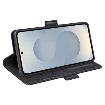Samsung Galaxy S25 Edge pungetui med magnetisk lukning - kalvetekstur - sort