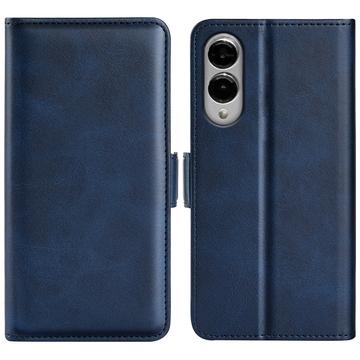 Samsung Galaxy S25 Edge pungetui med magnetisk lukning - kalvetekstur - blå