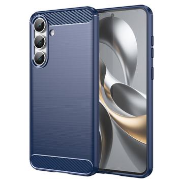 Samsung Galaxy S25 FE Børstet TPU Cover - Karbonfiber - blå