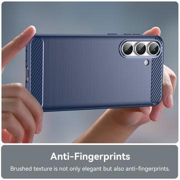 Samsung Galaxy S25 FE Børstet TPU Cover - Karbonfiber - blå