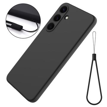 Samsung Galaxy S25 FE Flydende silikone cover med håndrem - sort