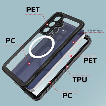 Samsung Galaxy S25 FE Redpepper IP68 Magnetisk Vandtæt Cover - Sort