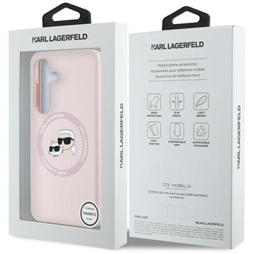 Samsung Galaxy S25 Karl Lagerfeld Double Heads Flydende Silikone MagSafe Cover - Pink