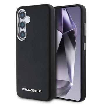 Samsung Galaxy S25 Karl Lagerfeld Saffiano Metal Logo Cover - Sort