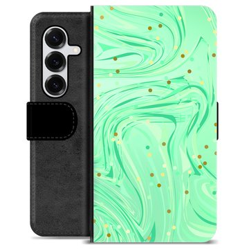 Samsung Galaxy S25+ Premium Flip Cover med Pung - Grøn Mynte