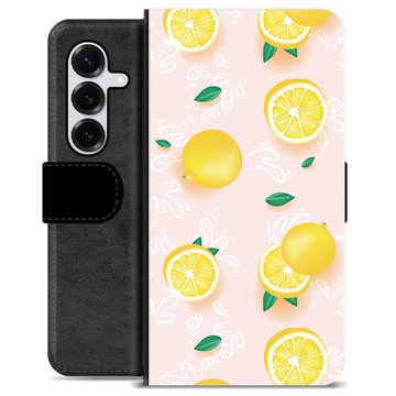 Samsung Galaxy S25+ Premium Flip Cover med Pung - Citron Mønster