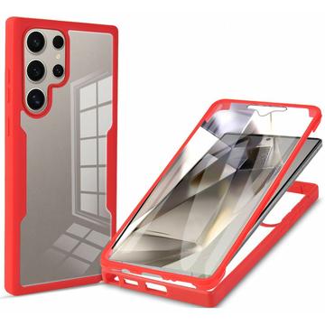 Samsung Galaxy S25 Ultra 360 Beskyttelse Cover - Rød / Klar