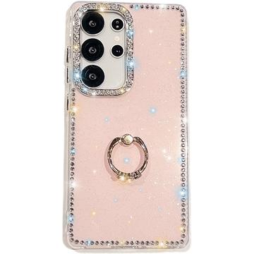 Samsung Galaxy S25 Ultra CrystalGlow Hybrid Cover med Ringholder - Pink