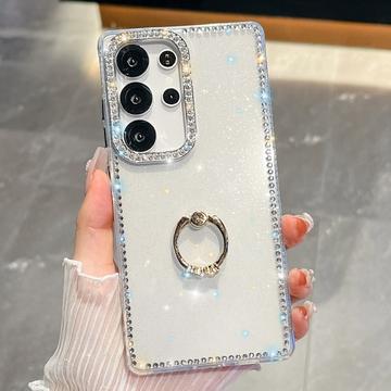 Samsung Galaxy S25 Ultra CrystalGlow Hybrid Cover med Ringholder - Hvid