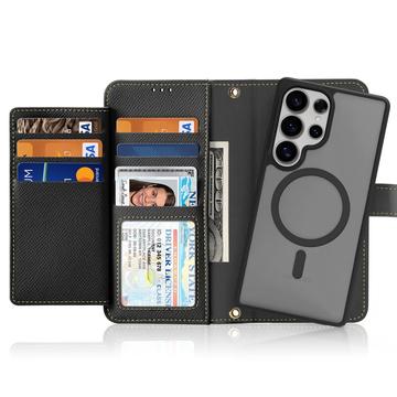 Samsung Galaxy S25 Ultra Dux Ducis Lawa Pung læderetui med magnetisk låg - sort