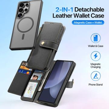 Samsung Galaxy S25 Ultra Dux Ducis Lawa Pung læderetui med magnetisk låg - sort